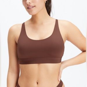 NWT FABLETICS Fine Touch Scoop Neck Bralette Saddle Brown Medium